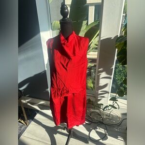 Vintage Designer Helmut Lang Size 8 Red Cowl Neck sleeveless dress